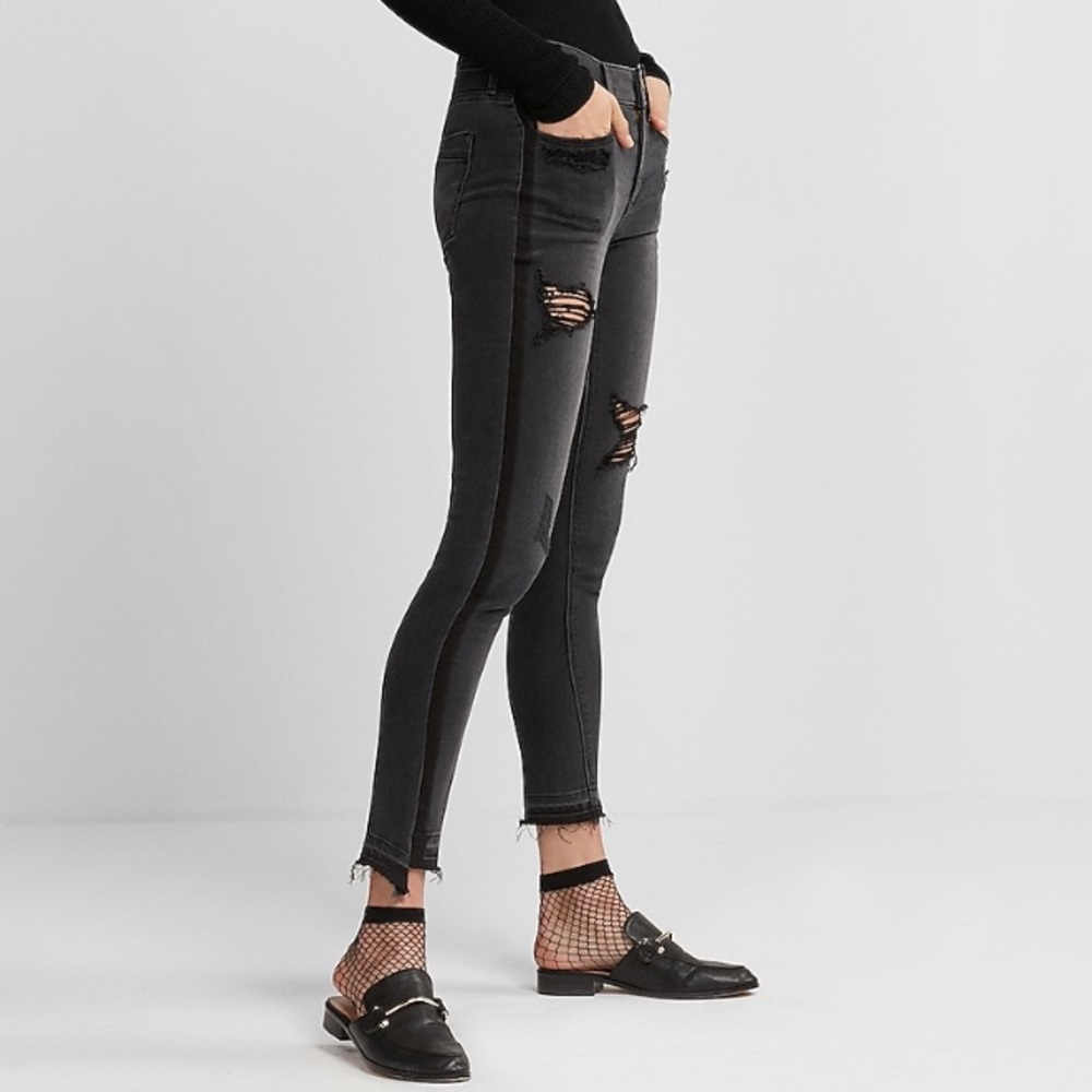 Express Black Distressed Stretch Jeans